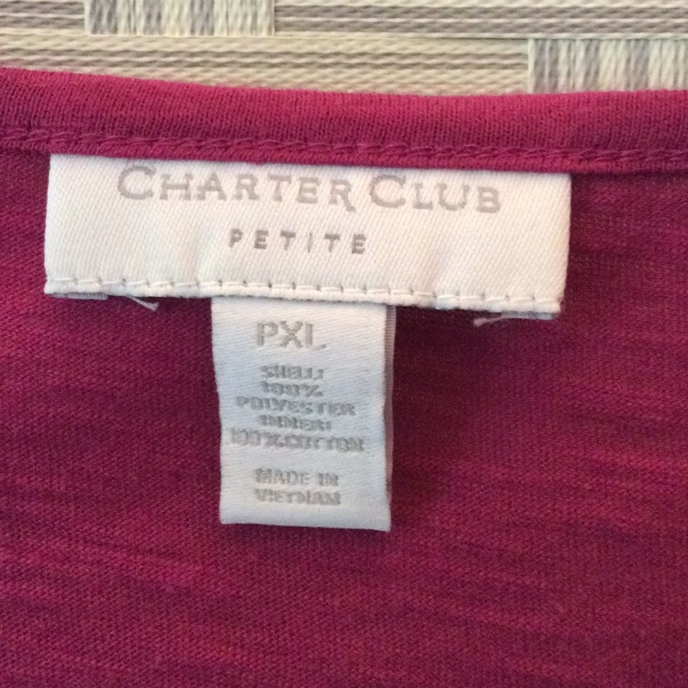 BNWT Charter Club Fuchsia tee with circle overlay - Picture 2 of 5